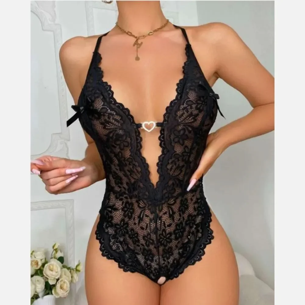 Women's Sexy Lingerie Deep V Lace Babydoll Sleepwear One Piece Teddy Bodysuit US